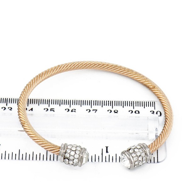 Rose Gold Adjustable Rhinestone Bangle - Picture 2 of 2